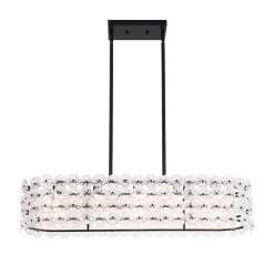 Bloom Art Deco Floral Glass Linear Cage Island Chandelier