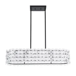 Bloom Art Deco Floral Glass Linear Cage Island Chandelier