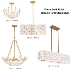 Bloom Art Deco Floral Glass Linear Cage Island Chandelier