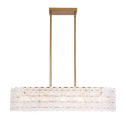 Bloom Art Deco Floral Glass Linear Cage Island Chandelier