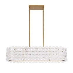 Bloom Art Deco Floral Glass Linear Cage Island Chandelier