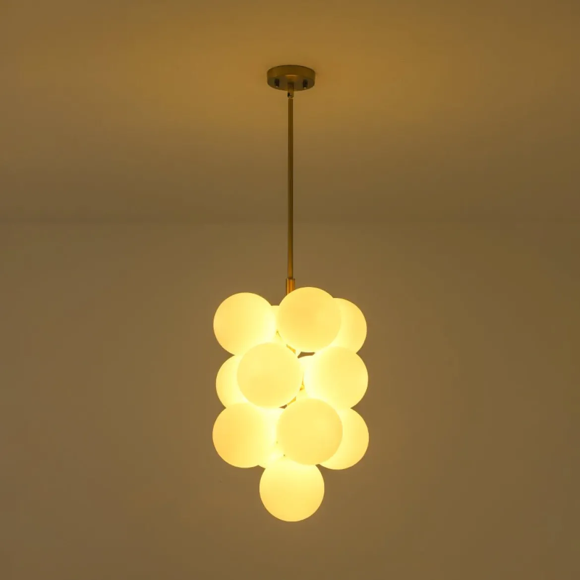 Bloom Brass Cluster Opal Glass Globe Bubble Chandelier