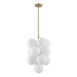 Bloom Brass Cluster Opal Glass Globe Bubble Chandelier
