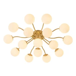Bloom Brass Frosted Glass Bubble Semi Flush Chandelier