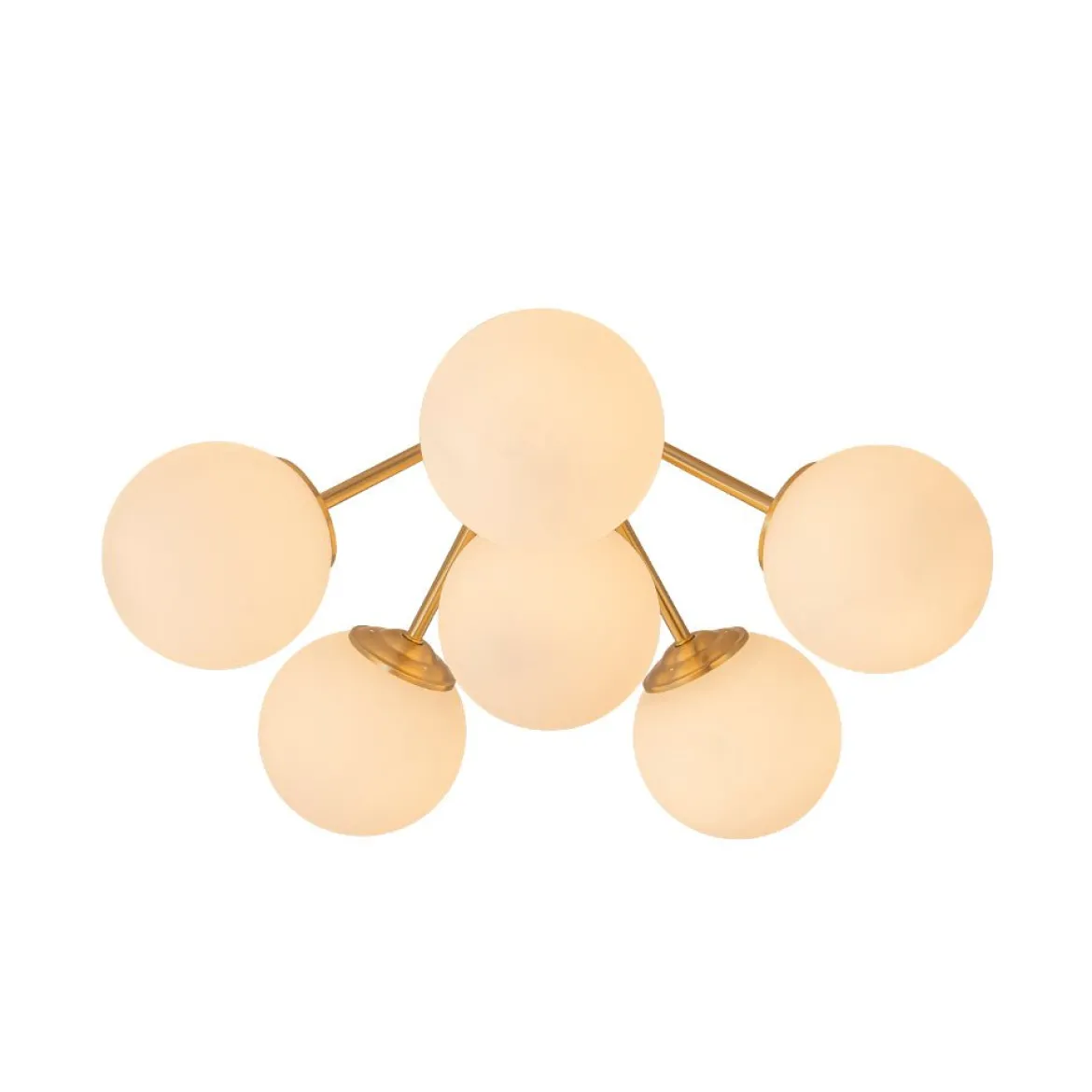 Bloom Brass Frosted Glass Bubble Semi Flush Chandelier