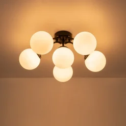 Bloom Brass Frosted Glass Bubble Semi Flush Chandelier