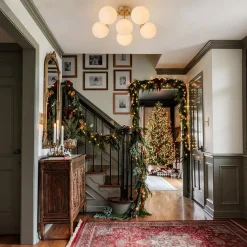 Bloom Brass Frosted Glass Bubble Semi Flush Chandelier