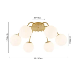 Bloom Dimmable Opal Glass Globe Bubble Semi Flush Chandelier