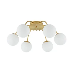 Bloom Dimmable Opal Glass Globe Bubble Semi Flush Chandelier