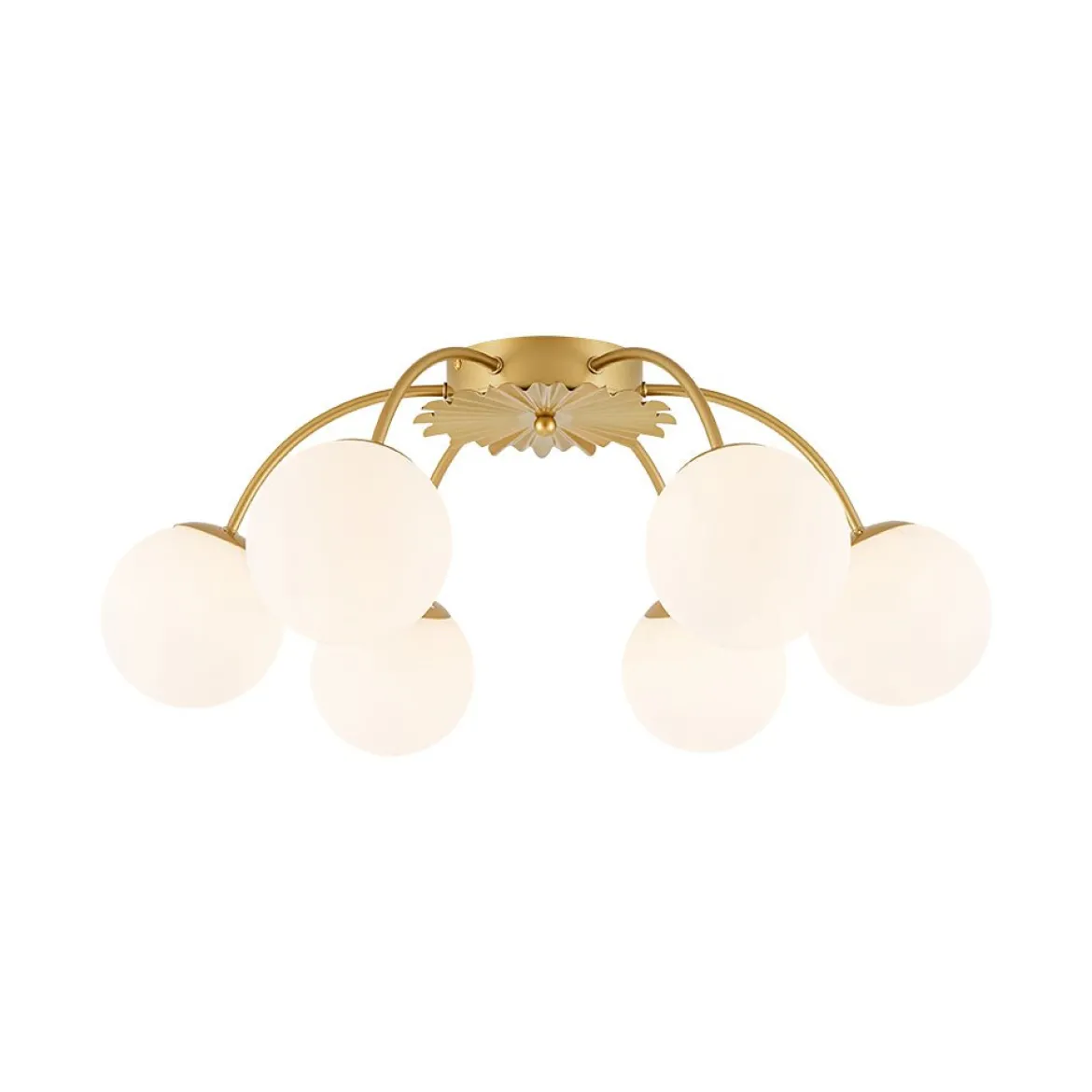 Bloom Dimmable Opal Glass Globe Bubble Semi Flush Chandelier