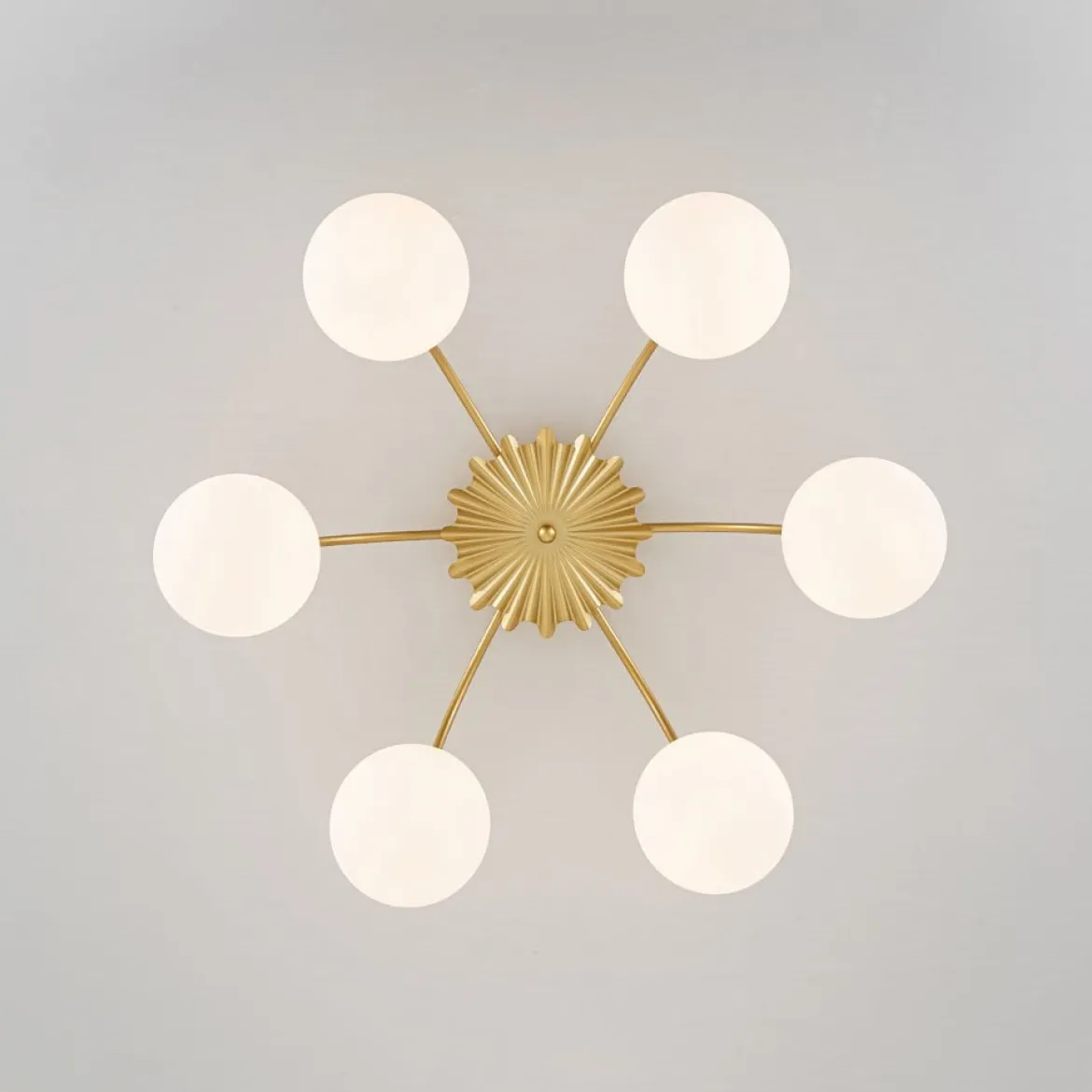 Bloom Dimmable Opal Glass Globe Bubble Semi Flush Chandelier