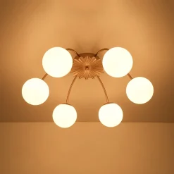 Bloom Dimmable Opal Glass Globe Bubble Semi Flush Chandelier