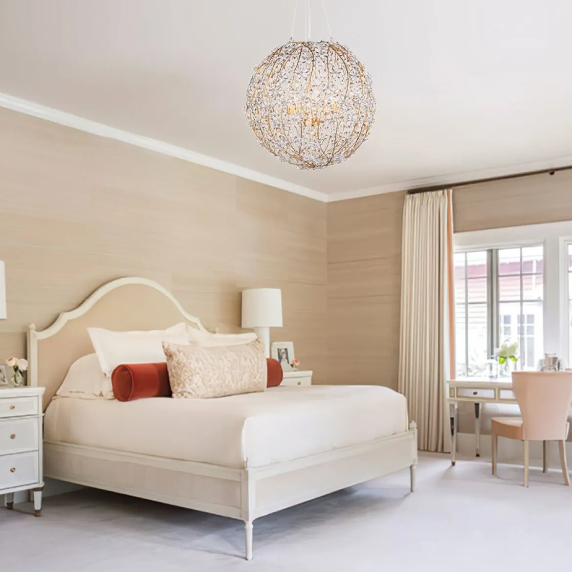 Bloom French Gold Blossom Crystal Floral Orb Chandelier