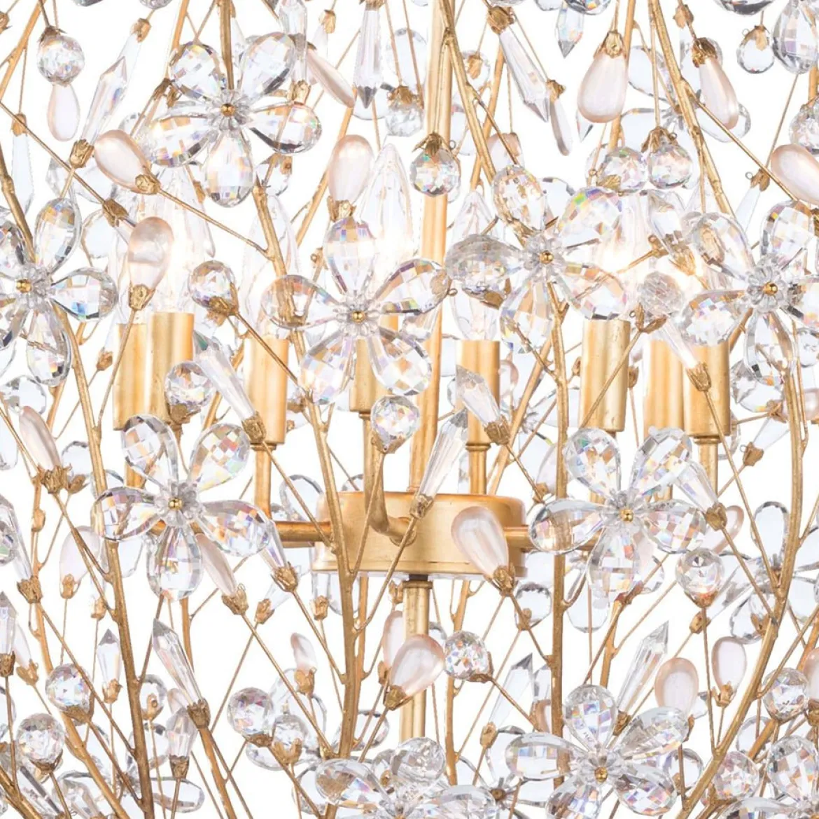 Bloom French Gold Blossom Crystal Floral Orb Chandelier