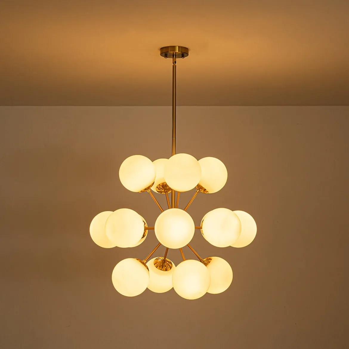 Bloom Frosted Glass Bubble Sphere Sputnik Chandelier