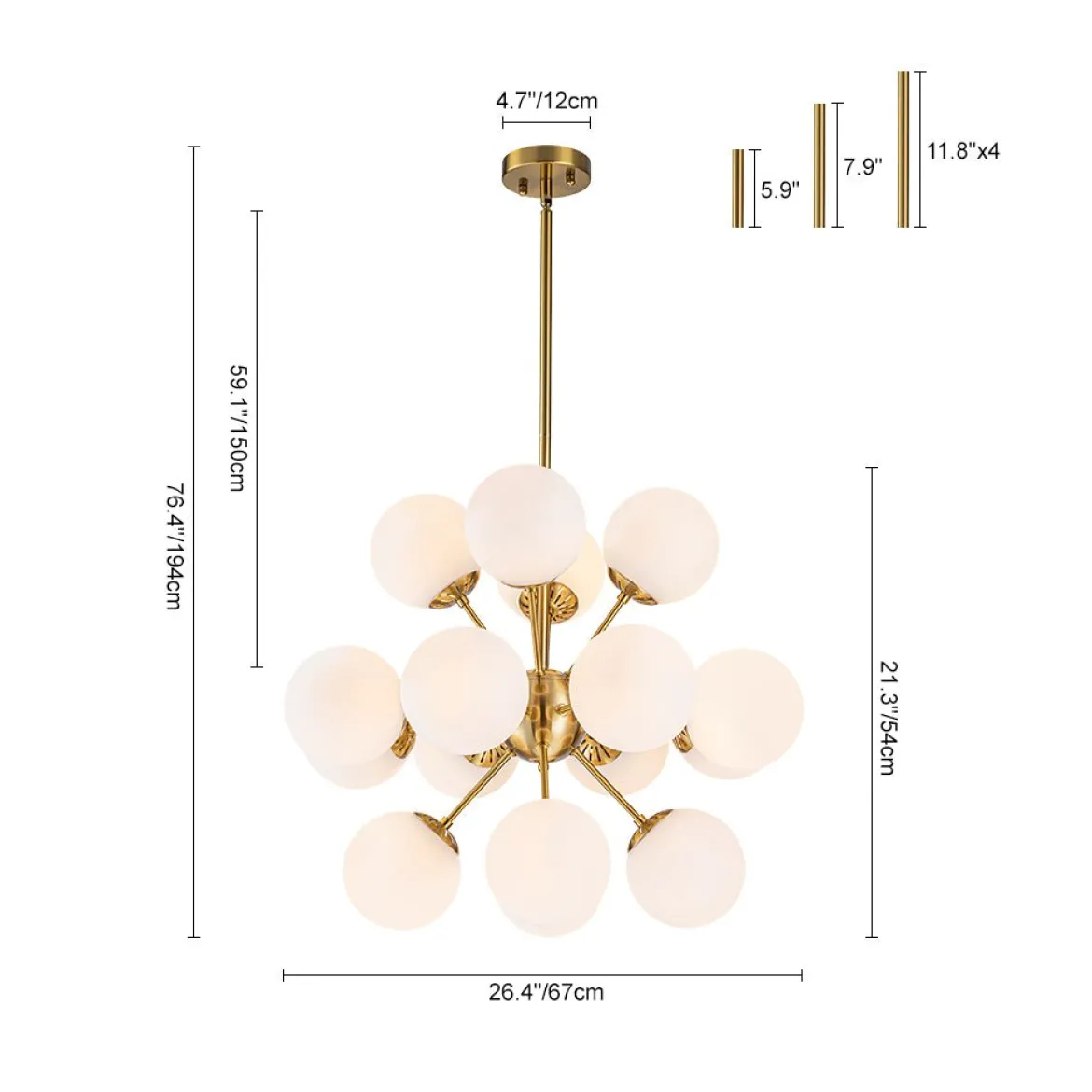 Bloom Frosted Glass Bubble Sphere Sputnik Chandelier