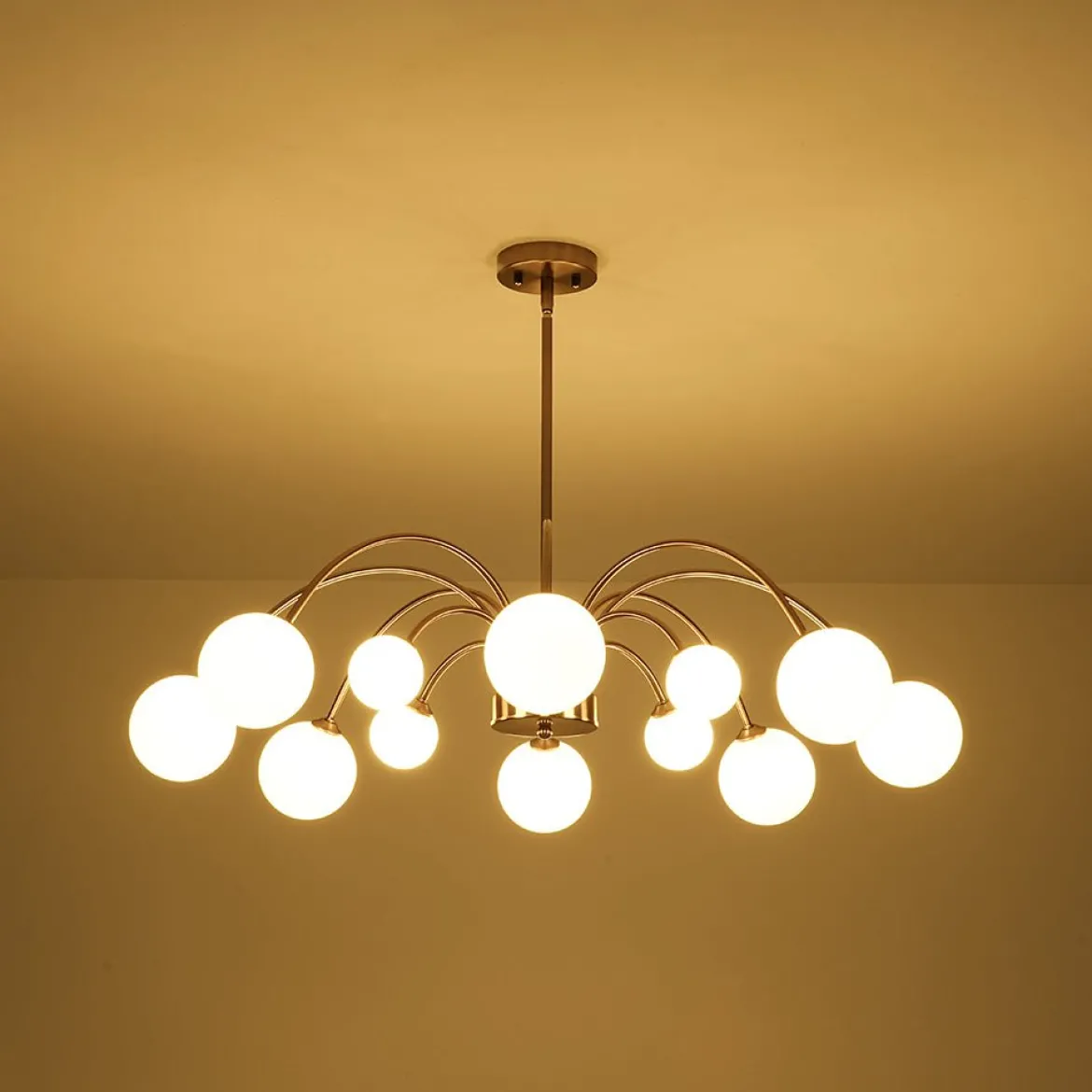 Bloom Frosted Glass Bubble Arched Arm Sputnik Chandelier