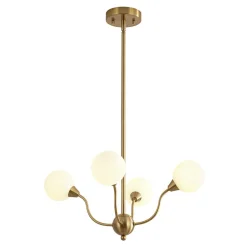 Bloom Frosted Glass Globe Bubble Brass Sputnik Chandelier
