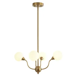 Bloom Frosted Glass Globe Bubble Brass Sputnik Chandelier