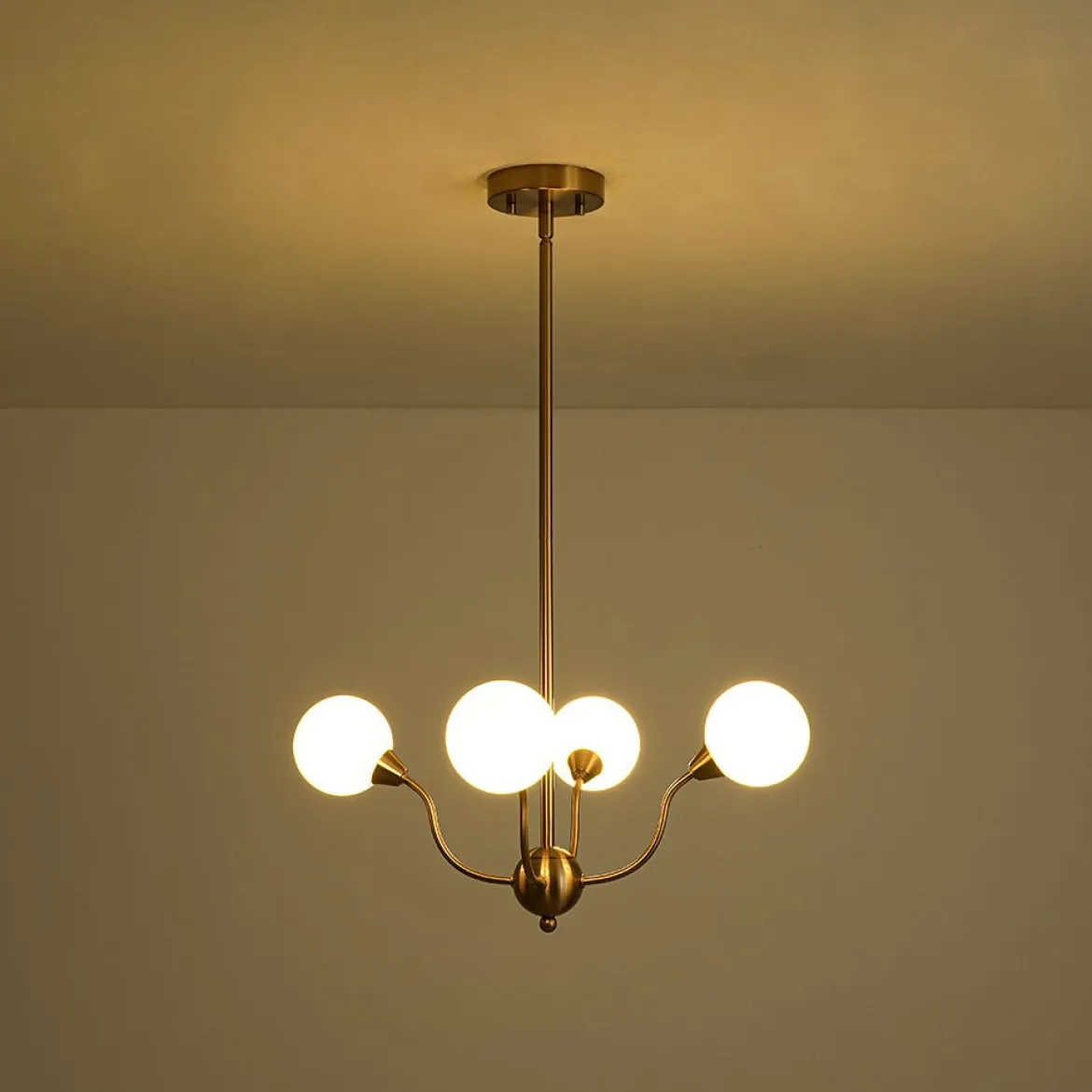 Bloom Frosted Glass Globe Bubble Brass Sputnik Chandelier