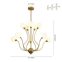 Bloom Frosted Glass Globe Bubble Brass Sputnik Chandelier