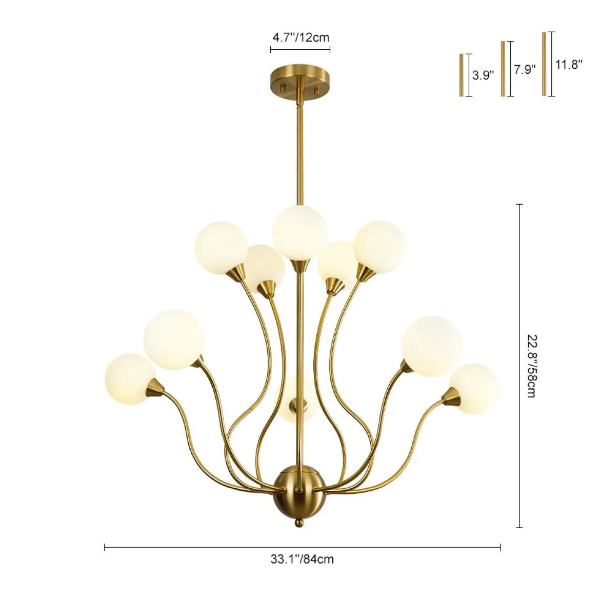 Bloom Frosted Glass Globe Bubble Brass Sputnik Chandelier