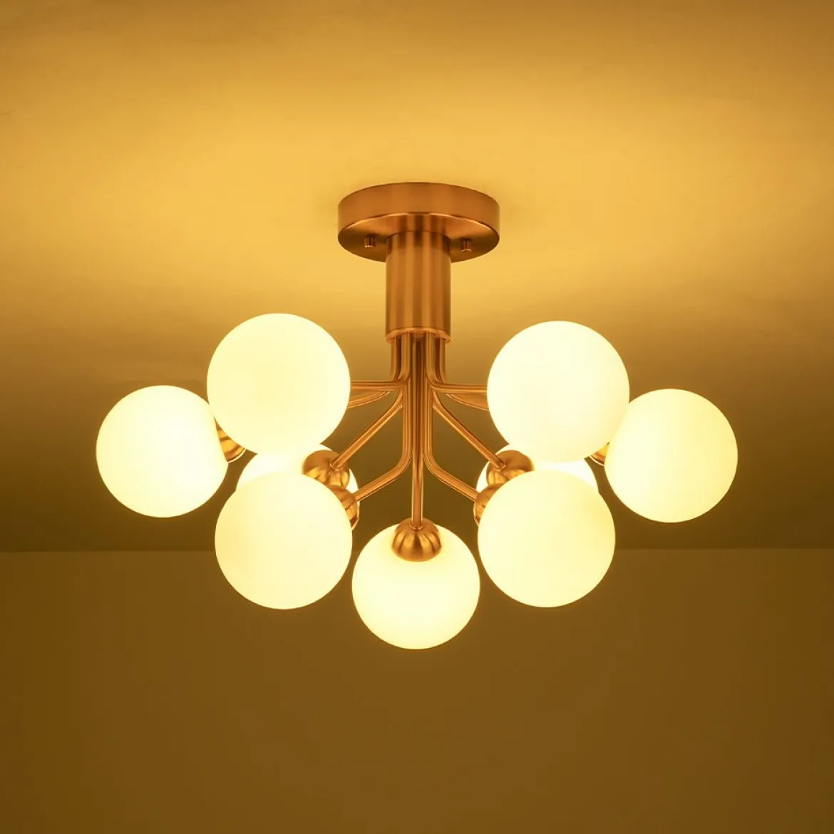 Bloom Frosted Glass Globe Tiered Bubble Sputnik Semi Flush