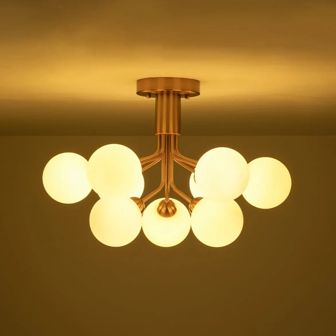 Bloom Frosted Glass Globe Tiered Bubble Sputnik Semi Flush