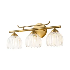 Bloom 3-Light Pleated Clear Glass Flower Vanity Wall Sconce