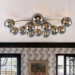 Bloom 12-Light Smoked Glass Bubble Semi Flush Chandelier
