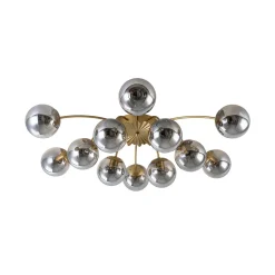 Bloom 12-Light Smoked Glass Bubble Semi Flush Chandelier