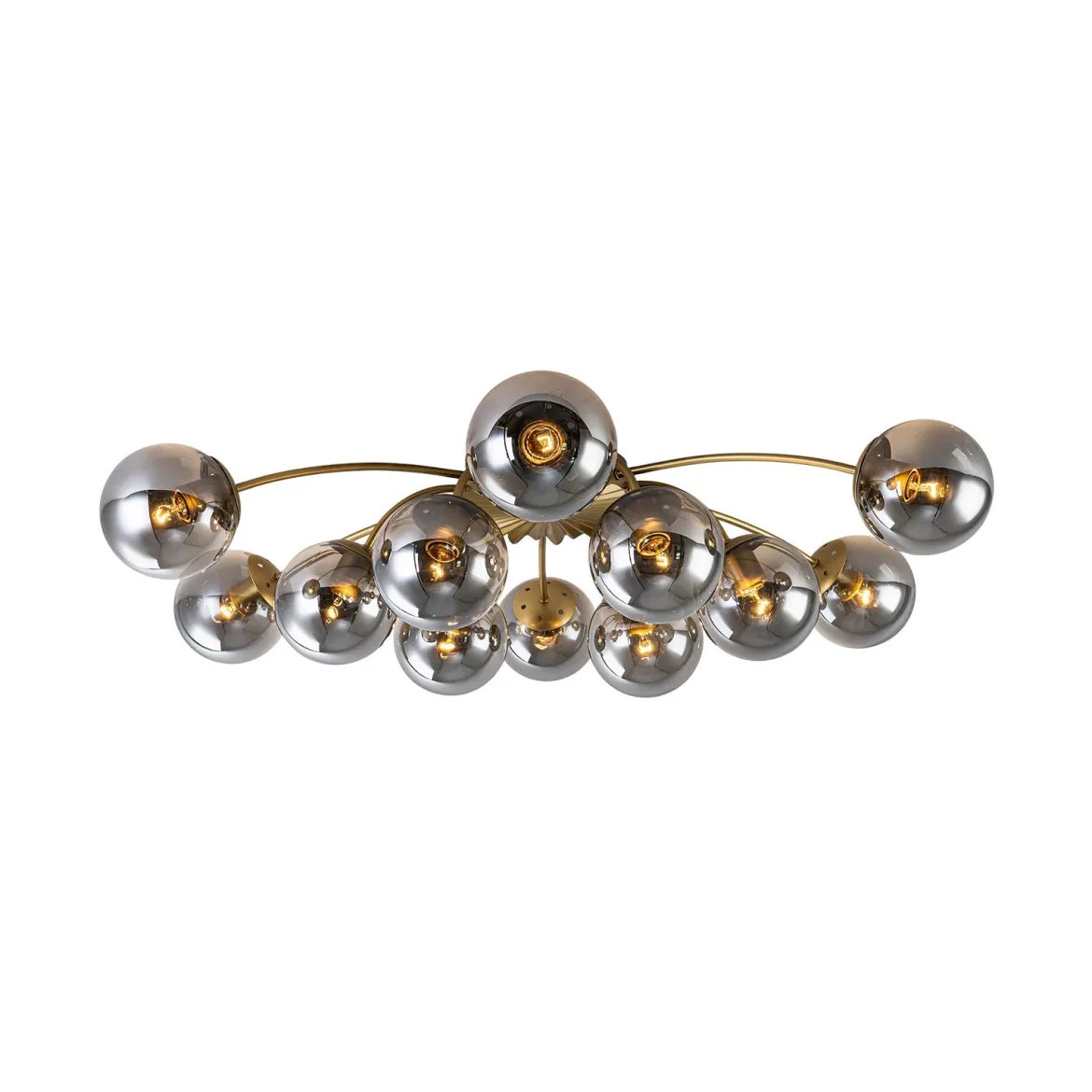 Bloom 12-Light Smoked Glass Bubble Semi Flush Chandelier