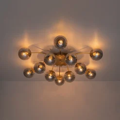 Bloom 12-Light Smoked Glass Bubble Semi Flush Chandelier