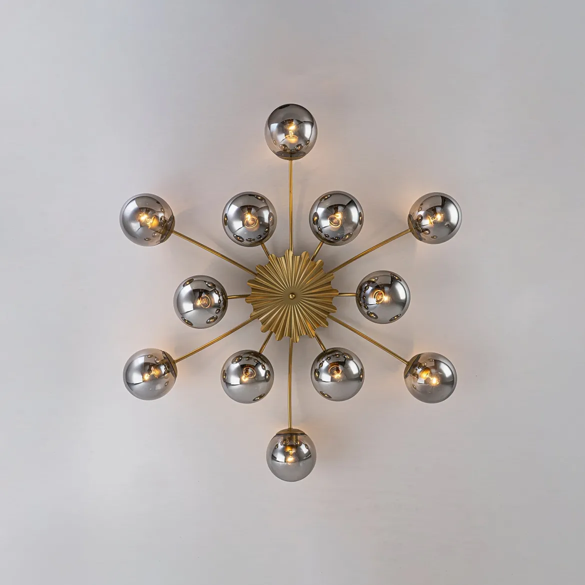 Bloom 12-Light Smoked Glass Bubble Semi Flush Chandelier