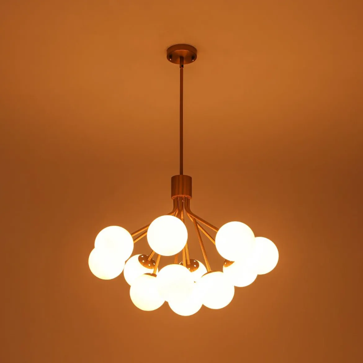 Bloom Opal Glass Bubble Tiered Sputnik Semi Flush Chandelier