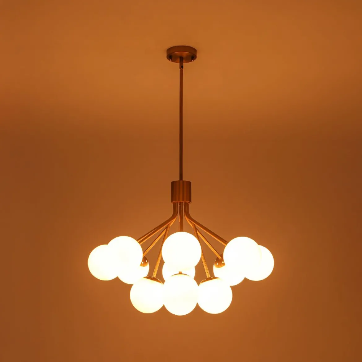 Bloom Opal Glass Bubble Tiered Sputnik Semi Flush Chandelier
