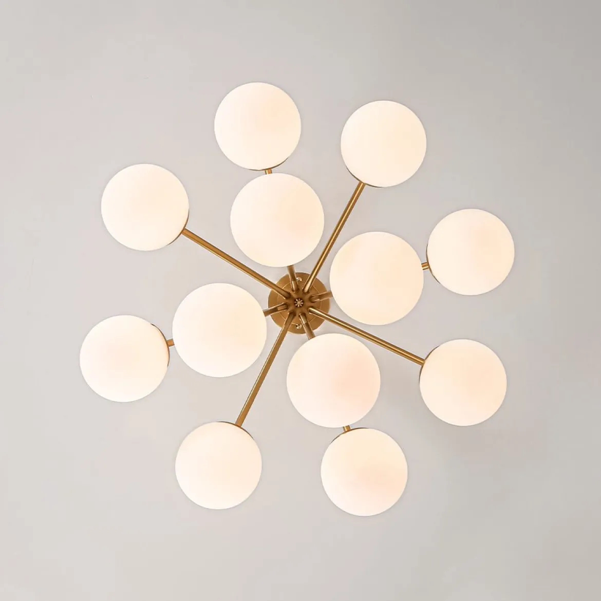 Bloom Opal Glass Bubble Tiered Sputnik Semi Flush Chandelier