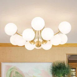 Bloom Tiered Frosted Glass Globe Bubble Semi Flush Chandelier