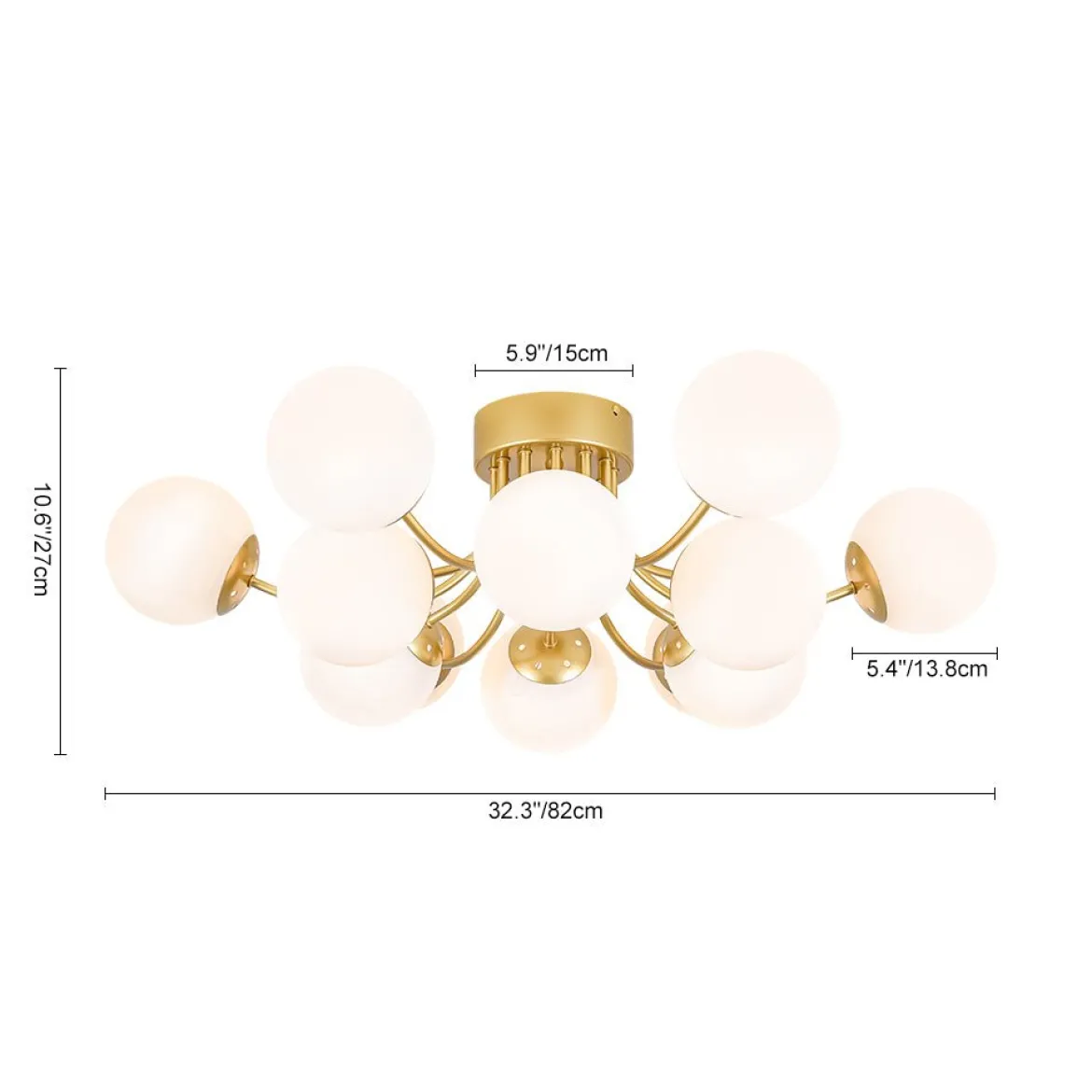 Bloom Tiered Frosted Glass Globe Bubble Semi Flush Chandelier