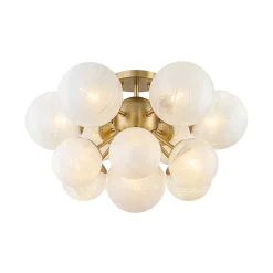 Bloom Tiered Opal Swirl Glass Bubble Semi Flush Chandelier