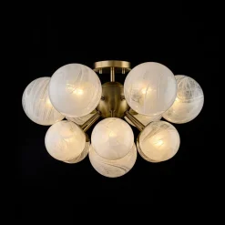 Bloom Tiered Opal Swirl Glass Bubble Semi Flush Chandelier