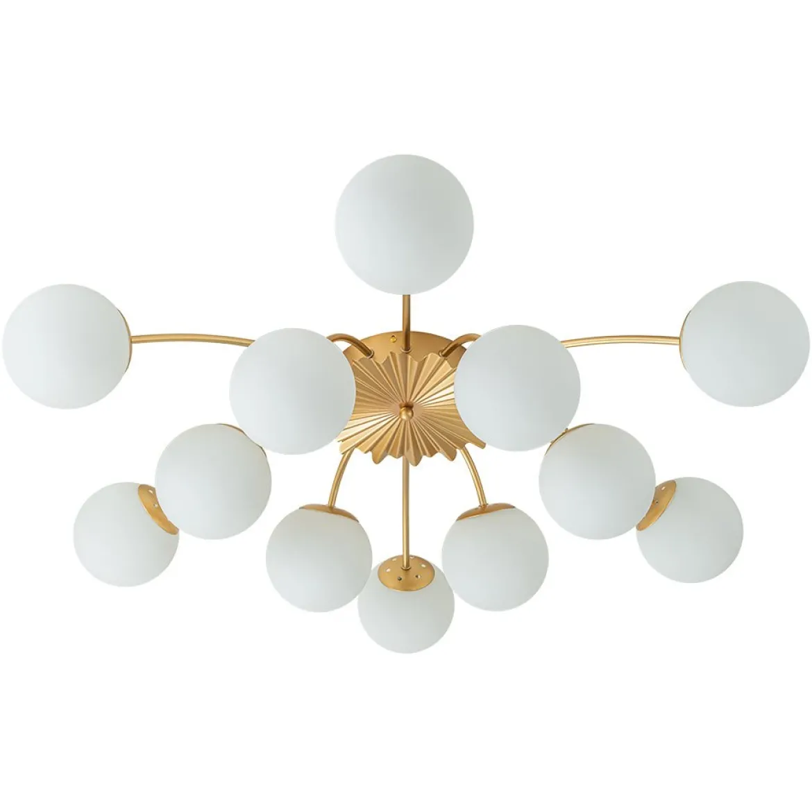 Blossom 12-Light Opal Glass Bubble Semi Flush Chandelier