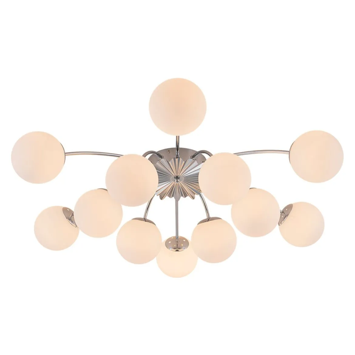 Blossom 12-Light Opal Glass Bubble Semi Flush Chandelier