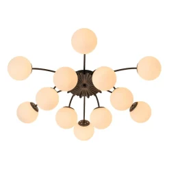 Blossom 12-Light Opal Glass Bubble Semi Flush Chandelier