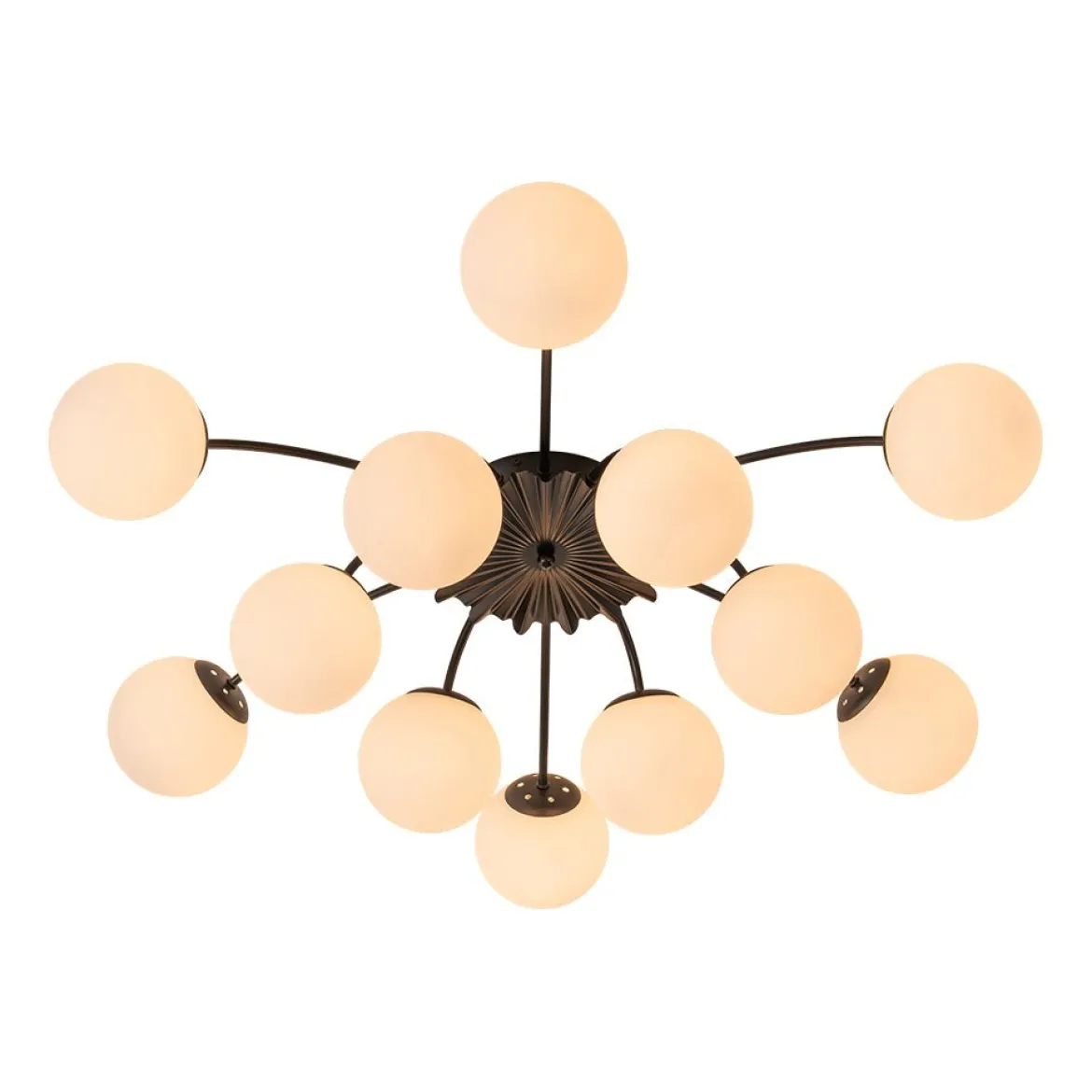 Blossom 12-Light Opal Glass Bubble Semi Flush Chandelier