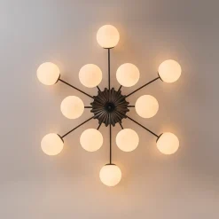 Blossom 12-Light Opal Glass Bubble Semi Flush Chandelier