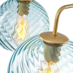 Blue Ribbed Glass Globe 5-light Round Sputnik Chandelier