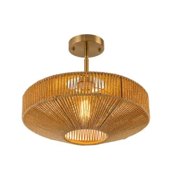 Bohemian Brown Woven Hemp Rope Cage Ceiling Light