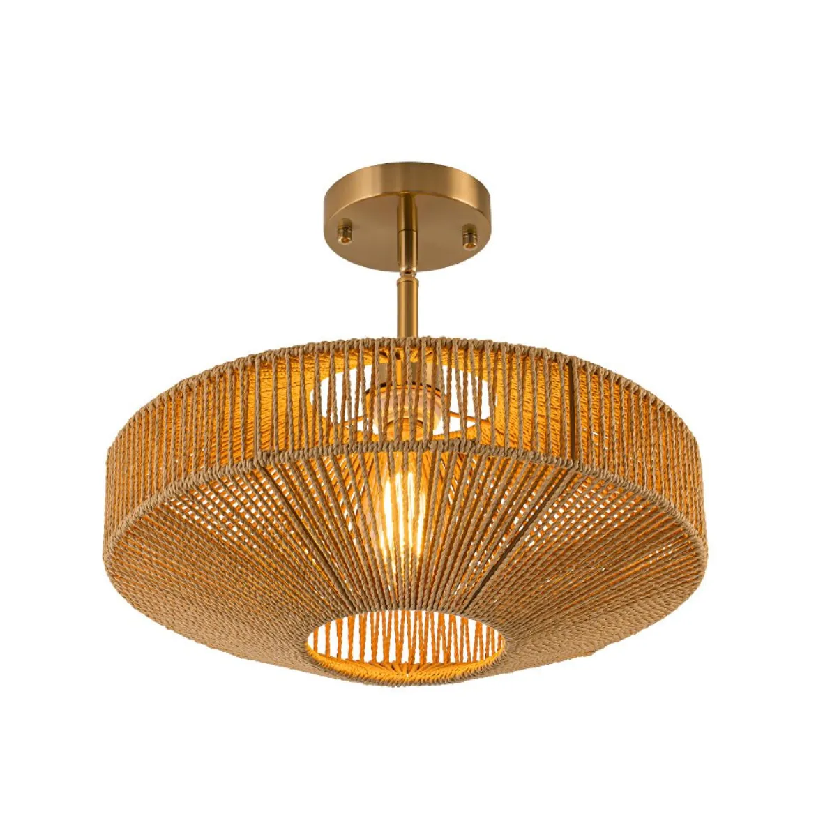 Bohemian Brown Woven Hemp Rope Cage Ceiling Light