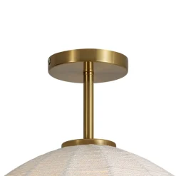 Boho Ivory Woven Thread Dome Cage Semi Flush Mount